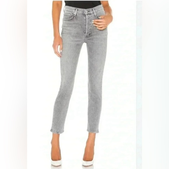 AGOLDE Nico High Waist Slim Foretold Grey Raw Hem 27 - Picture 2 of 8